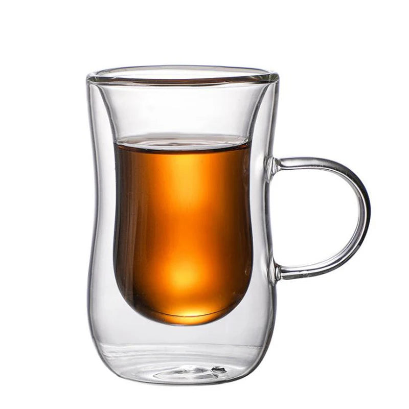100ml Turkish Style Double Wall Borosilicate Glass Vacuum Insulated Eco-Friendly Cup for Coffee Tea Giveaways-Factory Wholesale