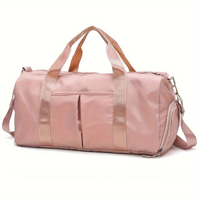 Oxford Cloth Gym Yoga Travel Bag with Zipper Closure Fashionable Weekend Casual Shoulder Fitness Bag Including Shoe Compartment