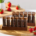 Coffee Bean Glass test Tubes Jars Rack Stand Seating Canisters Wood Storage Containers Walnut Solid Wood Base Wooden Holder