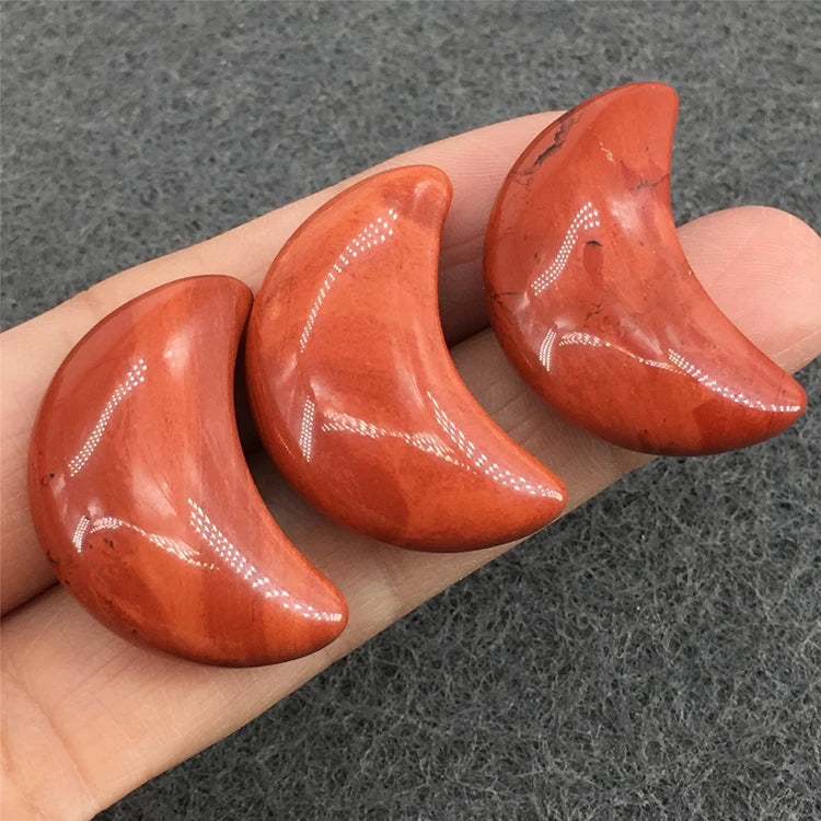 2026 Wholesale Red Jasper Moon Pendant Big Gemstone Moon Healing Stone Crystal Gift