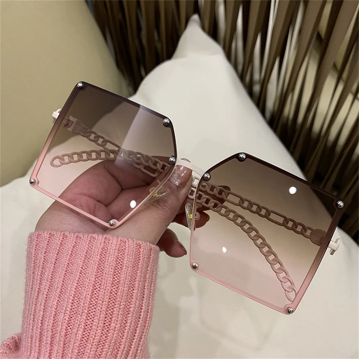 Fashion Luxury Oversized Square Shades Sunglasses Women Lady Vintage Gradient Glasses UV400