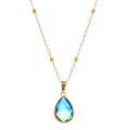 New Fashion Bohemian Women Jewelry UV Plating Golden Ball Chain Choker Necklace  Gradient Crystal Glass Drop Pendant Necklace