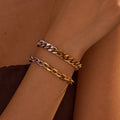 Fashion Jewelry Stainless Steel Two Tone Gold Silver Cuban Chain Bracelets Adjustable Women Bijoux En Acier Inoxydable