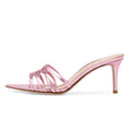 Plus Size Stiletto Heel Mules Pointed Toe Cross Strap High Heels Slip on Summer Women Sandals Slipper