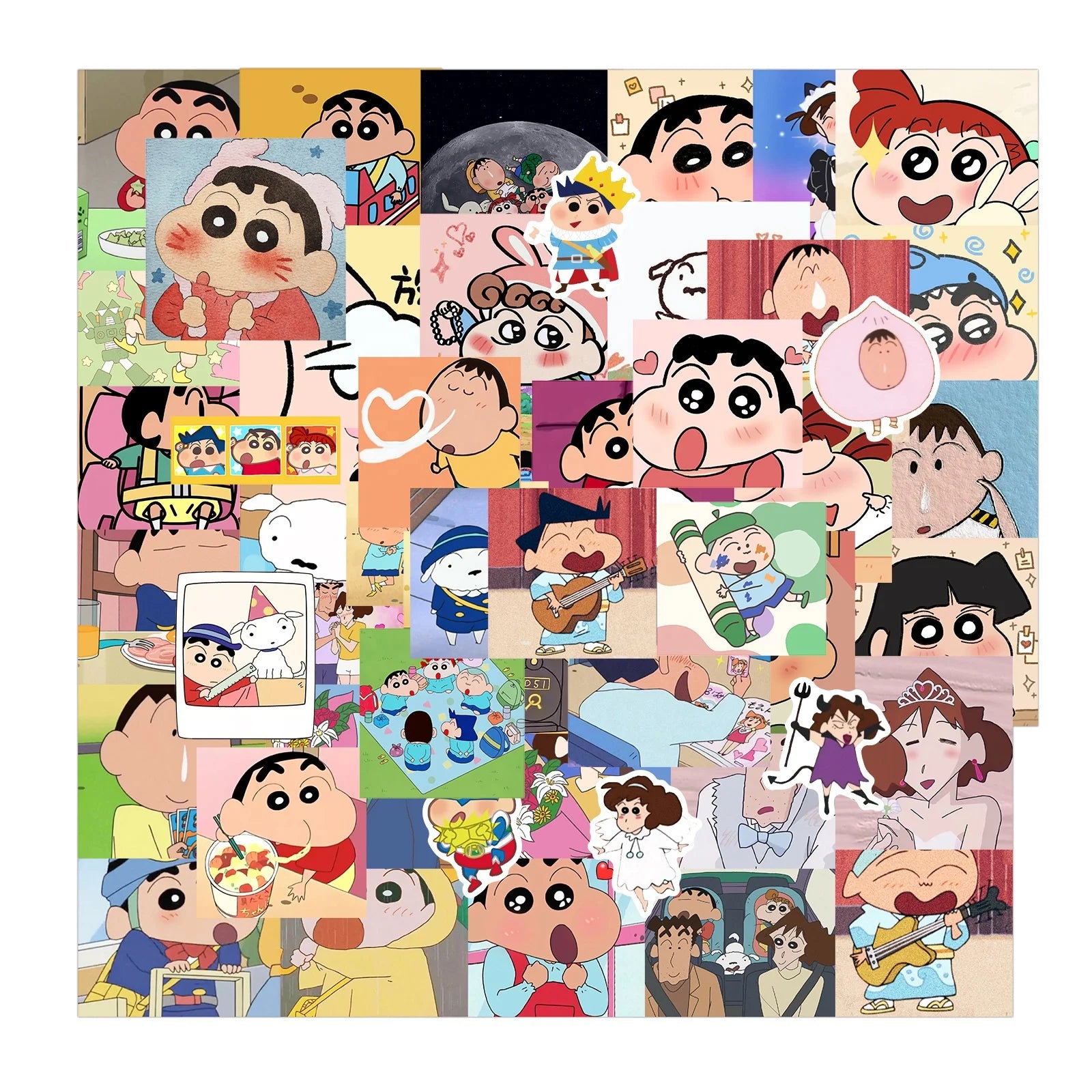 50Pcs Cute Crayon Shin Chan Cartoon Sticker for Girl Paper Decal Notebook Schedule Vinyl Japan Decor Anime Stickers