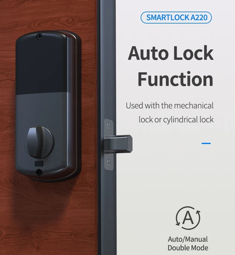 Zemismart Tuya WiFi Smart Door Lock for Hotels Office Home-60 Single Latch Digital Electronic Door Keypad Deadbolt Wood Material