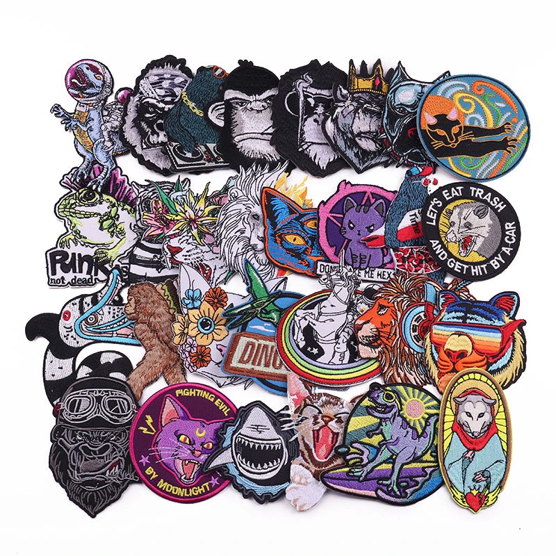 Hippie Animal Patch Wholesale Iron on Patches Thermocollant Emblem for Clothes