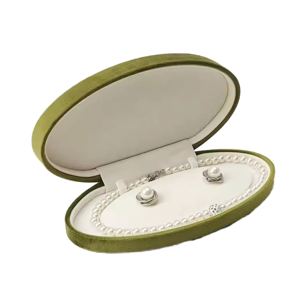 BETTER Luxury Fashionable Oval Blue Green Red Wedding Pearl Decoration Packaging Box Magnetic Closure Soft Velvet PU Jewelry