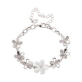 European and American Style Vintage Rhodium Plated White Cat Eye Glass Crystals Casting Flower Fashion Charm Bracelets for Women