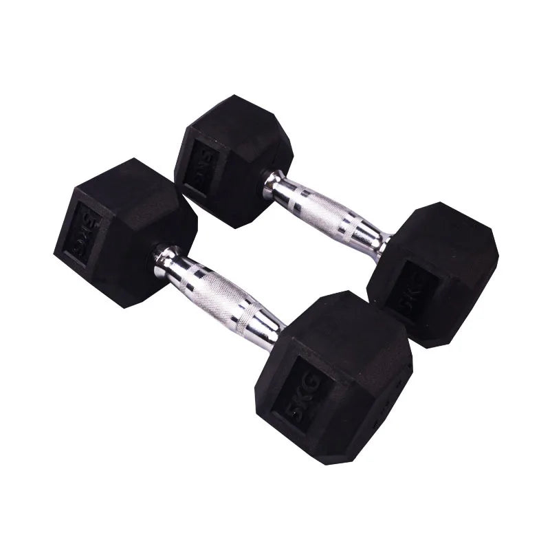40lbs Stainless Steel Hexagon Shape Full Rubber Coat Gym Free Weight Hex Dumbbell Set for Home Use MegaBDM