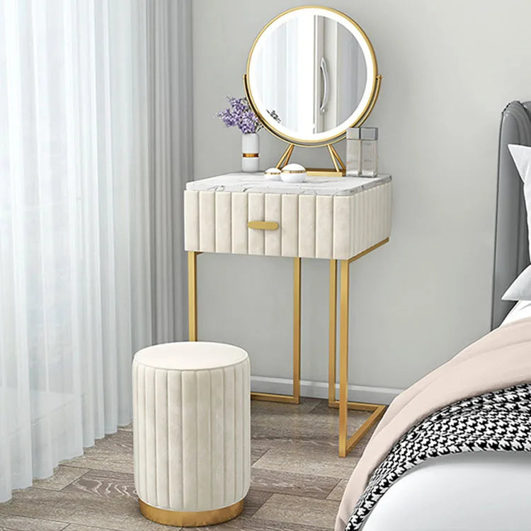 Minimalist Nordic Gorgeous Fashion Simple Design One Piece Mirror Metal Dressing Table Modern Makeup Vanity