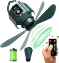 Hanging Camping Fan with LED Light Waterproof Remote Control for Outdoor Climbing Picnic & Hiking