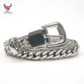 Wholesale Western Punk Metal Belts 25mm Lady Chains Belts Alloy Pin Buckle Metal Chain Belt for Women