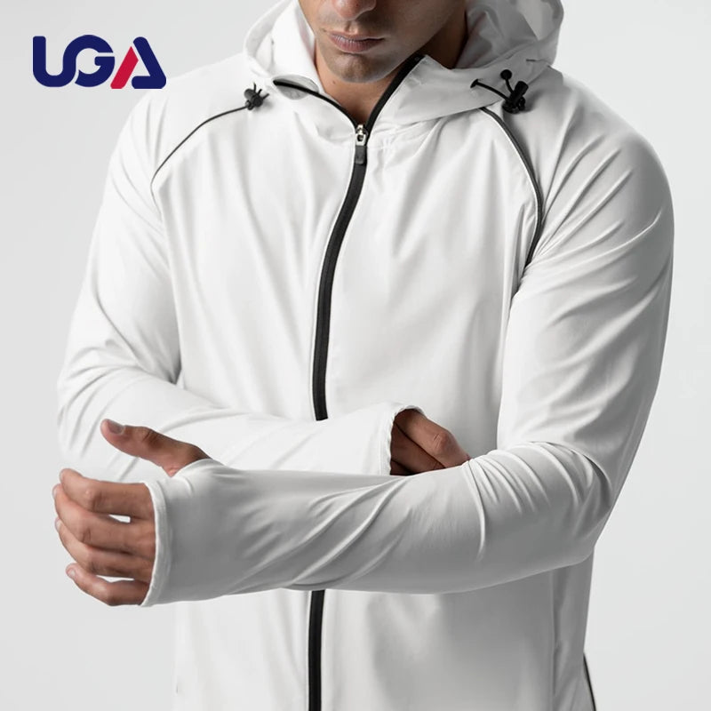 Solid Color Fast Dry Lightweight Men Zipper Tracksuit Windbreaker Set Sportswear Running Gym Windbreaker With Logo