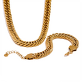 JINYOU 2439 High Quality 316L Stainless Steel Thick Heavy Metal 16K Gold Plated Waterproof Jewelry Set Chain Necklace Bracelet