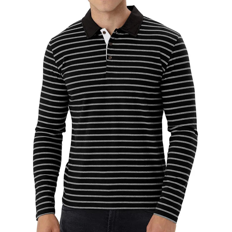 Long Sleeved POLO Shirt Men's Striped Custom T -shirt