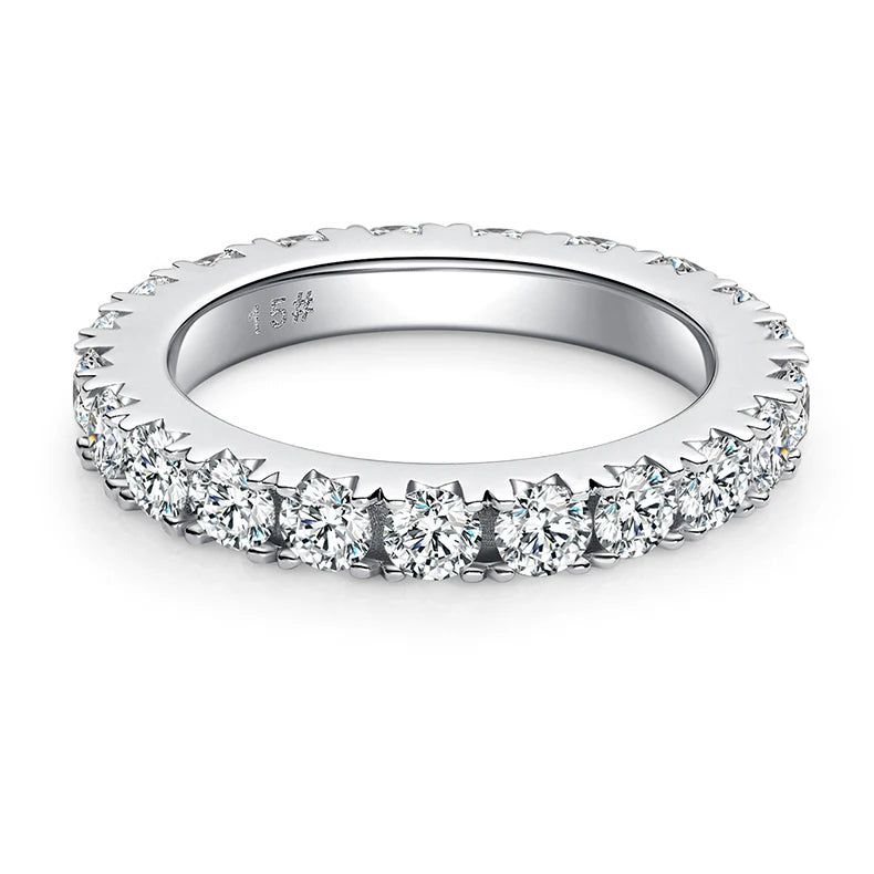 Classic Fashion White Gold Plated 925 Sterling Silver D Color Vvs 3mm With Lab Diamond Moissanite Wedding Band Ring