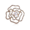 Luxury Rose Pearl Flower Brooch Pin With Rhinestone for Wedding Party Engagement Children's Clothing Decoration Made Alloy-Gift