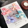 KUACHI Wholesale Korean Pink Hair Claws Bow Pearl Sweet Gradient Hair Claw Exquisite Personality Style Metal Hair Clips Bow