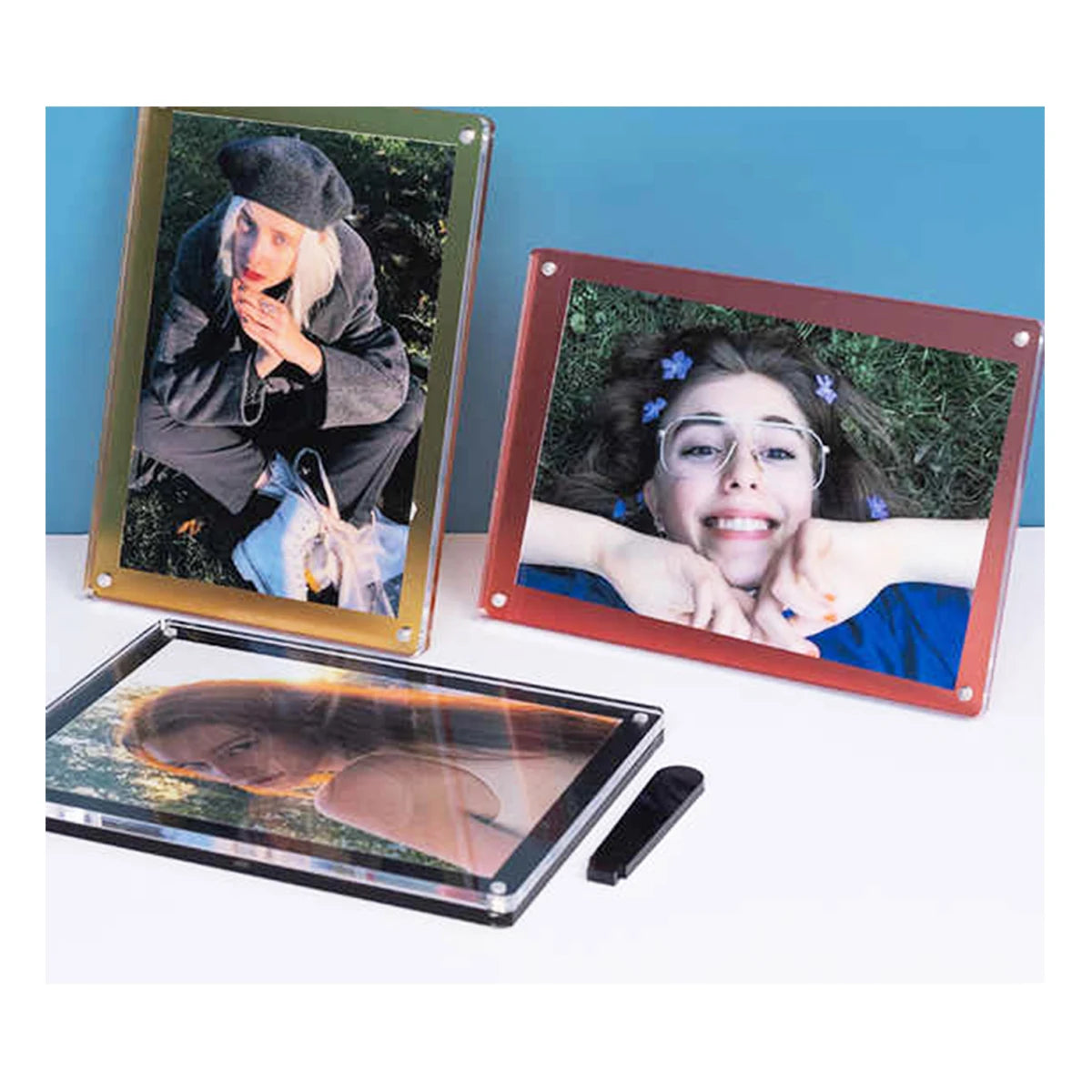 Creative Mini Photocard Holder Custom UV Printed Acrylic Standee Aluminum Photo Album Holder