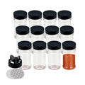 12 oz 360ml Cylinder Round Plastic Spice Jar Seasoning Condiment Bottle with Induction Lined Black Dual Flapper Pour Shaker Lid