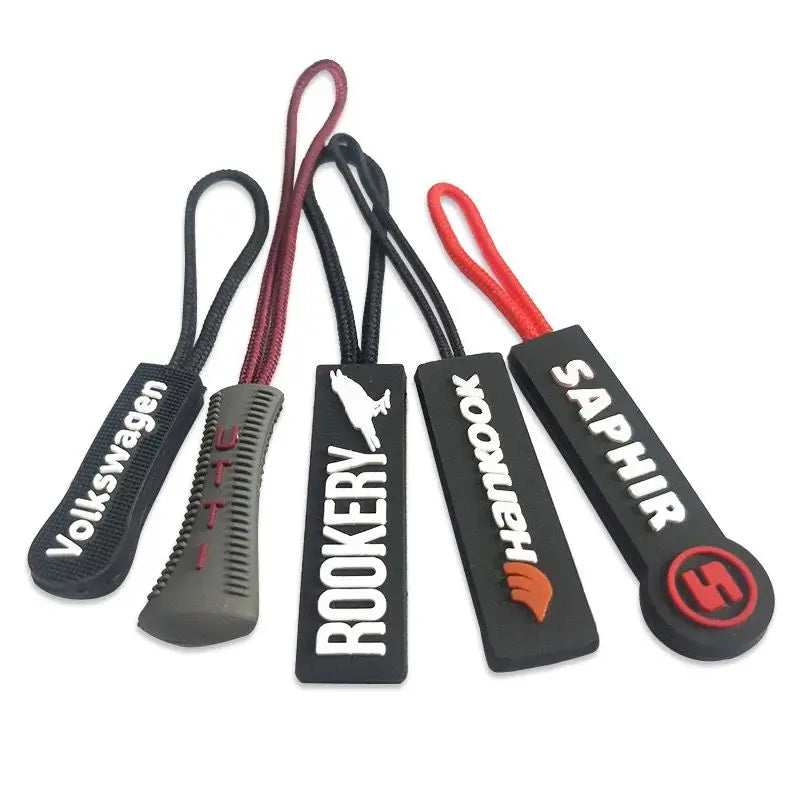 Custom Colorful Soft Pvc Zipper Pull Clothing Rubber Silicone Cord Zip Pullers