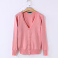 Autumn and Winter Casual Thin Women's Knitted Short Cardigan Crochet Jacket All-match Solid Color V-neck Spring and Autumn