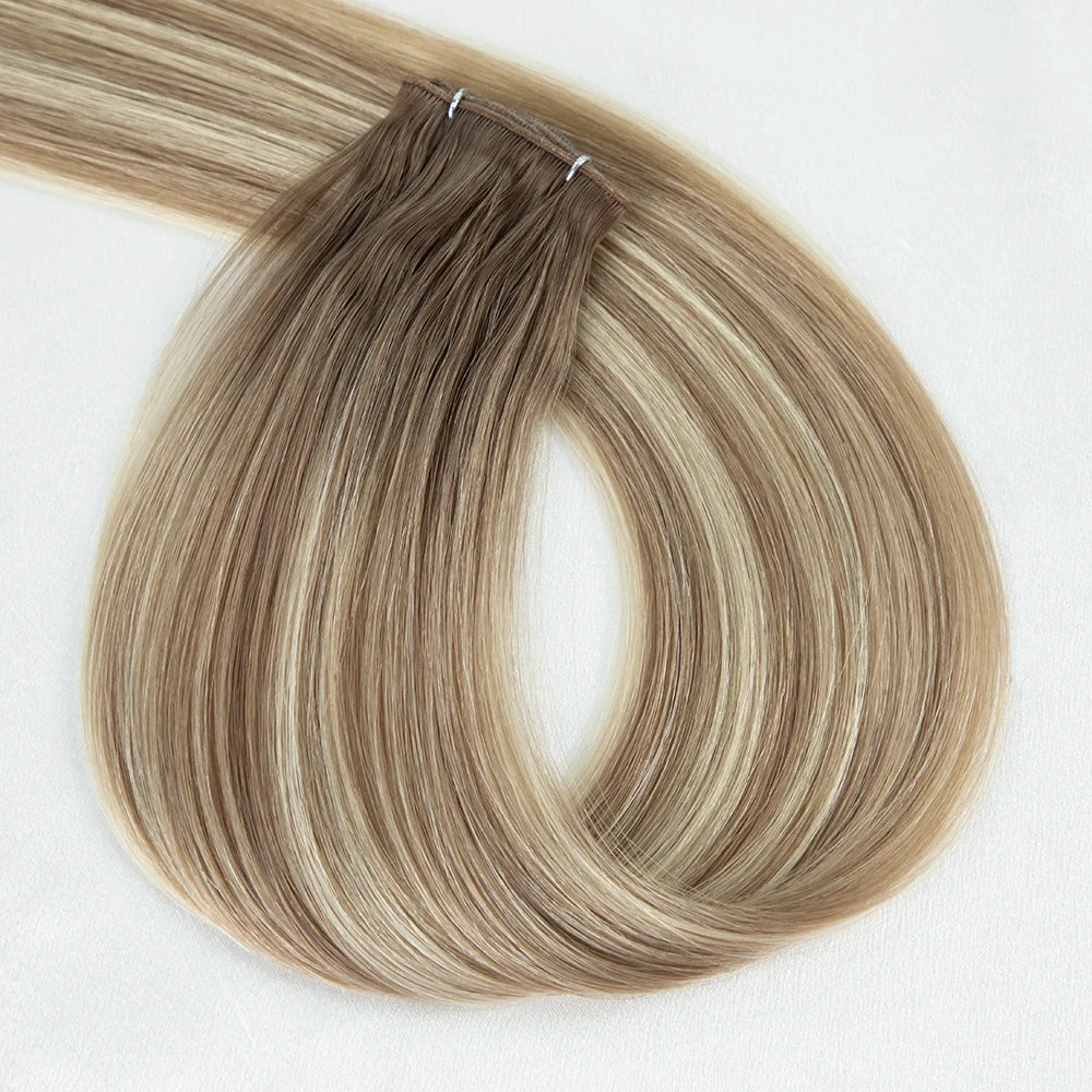Russian Thin Invisible Genius Weft Hair Extensions Double Drawn Human Hair 20g New Hand Tied Weft Genius Weft