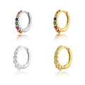 YHE0250  925 Sterling Silver Rainbow Zircon CZ Hoop Earring Piercing Ohrringe Pendiente Luxury Fashion Fine Jewelry