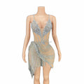 Luxury Club Stage Chain Party DressesTassel Dance Costume Women Show Celebrate Outfit Prom Bar Birthday Dresses