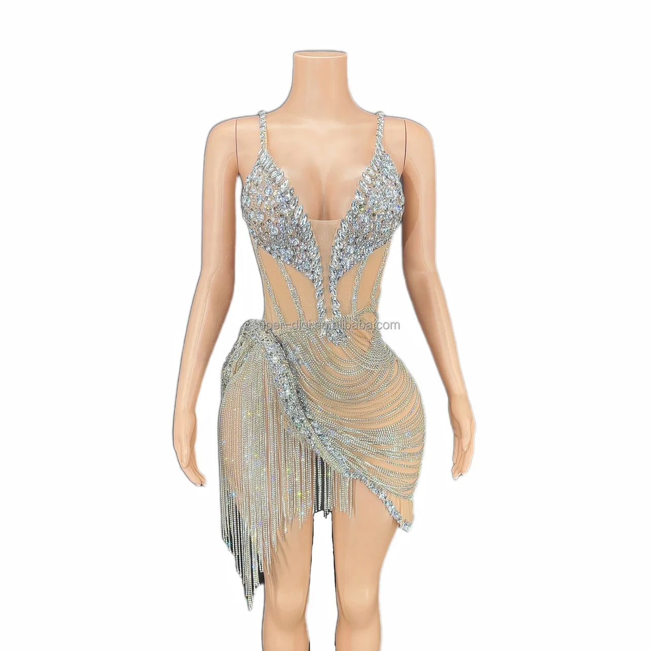 Luxury Club Stage Chain Party DressesTassel Dance Costume Women Show Celebrate Outfit Prom Bar Birthday Dresses