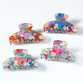 MIO Clear Hair Claw Clip 8cm Flower Printed Bright Color Girls Lady Clamp Clips Plastic French Romantic Hair Accessories