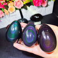 Hand Polished Healing Gemstone Egg Natural Quartz Crystals Rainbow Obsidian Egg