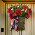 Cross Border Front Door Hanging Decoration Spring Pink Geranium Artificial Flower Basket Decoration