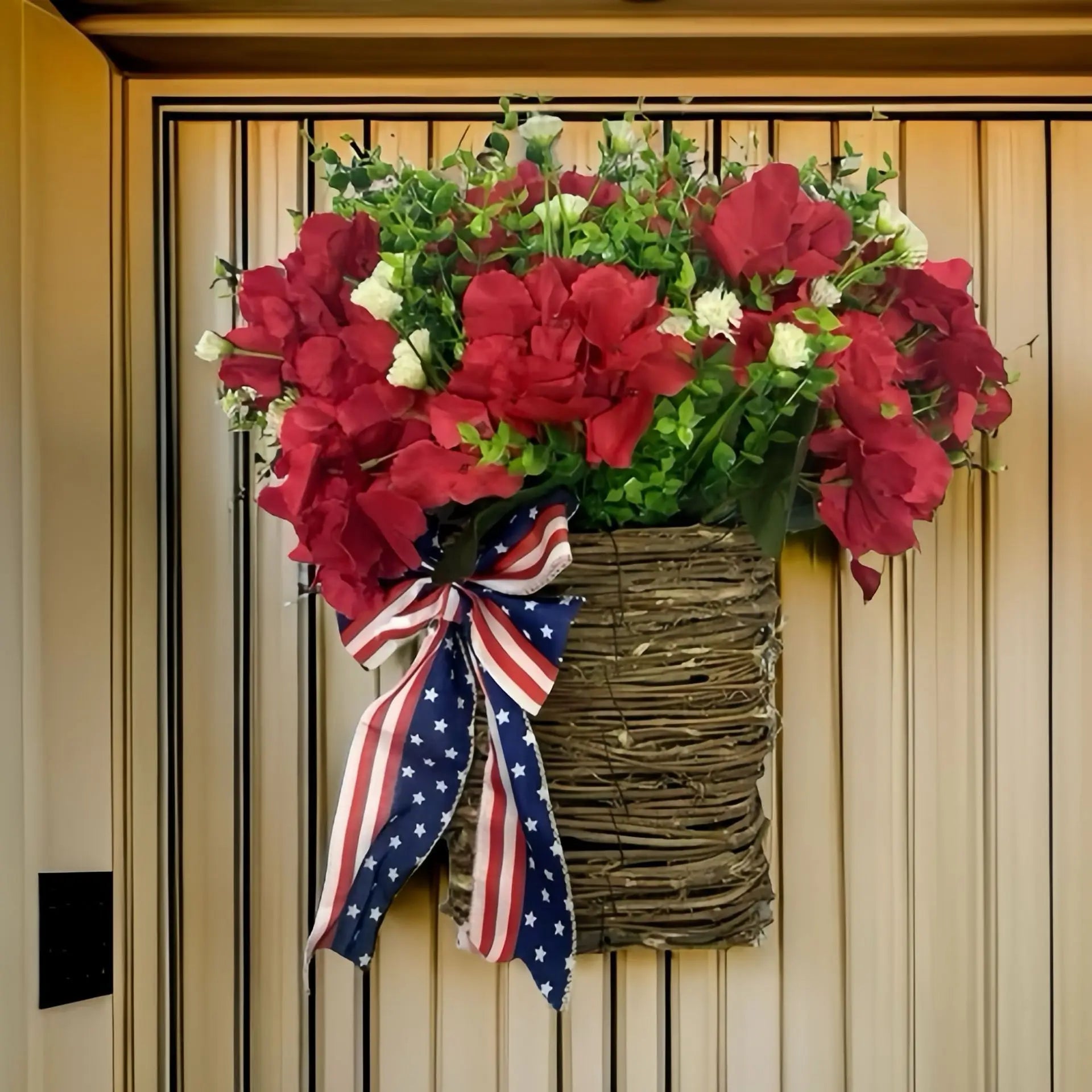 Cross Border Front Door Hanging Decoration Spring Pink Geranium Artificial Flower Basket Decoration