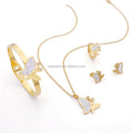 Kundan Stainless Steel 18K Gold Plated Butterfly Luxury Set Jewellery Women Jewelry Sets Zircon