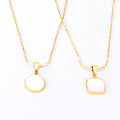 Women Fashion Stainless Steel 18k Gold Chain with Mother of Pearl square and Round Pendant Necklace Jewelry