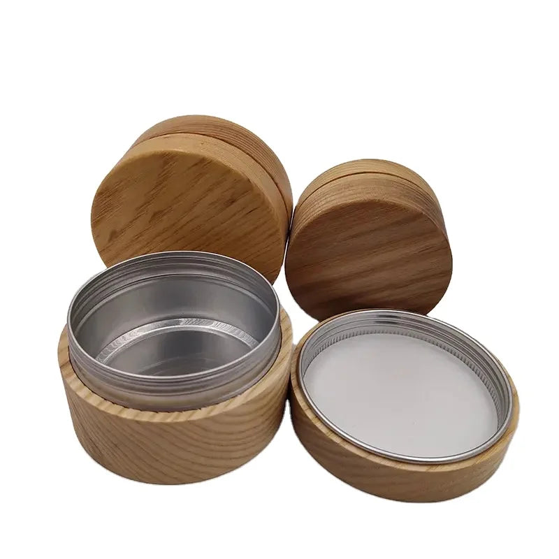Wooden Bamboo Jar Cosmetic Eye Cream Bottle Mint Cream Packaging Wood Lid Hand Cream Aluminum Jar