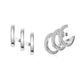 Dylam Vintage Cz Cubic Zirconia Triple Layered Multi Hoops Earring S925 Silver Jewelry 18K Gold Plated Stud Earrings for Women