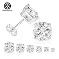 GE51 Luxury 925 Sterling Silver Fine Jewelry Ear Accessory Round Cubic Zirconia Iced Cut Fashion Stud Earring Set for Women Men