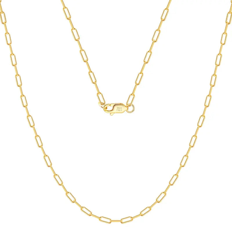 RINNTIN SC39 Factory Price S925 Sterling Silver Fashion Italian Jewelry 14K Gold Plated Curb Paperclip Thin Chain Necklace