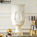 WISEMAX FURNITURE Nordic Creative Art Face Vase Decoration Home Flower Pot Ceramic Buddha Face Flower Vase
