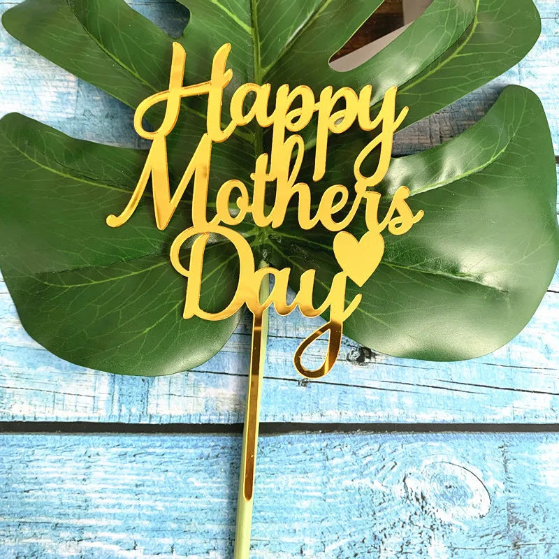 Happy Mother's Day Acrylic Cake Topper Love Cupcake Insert Card Party Supplies