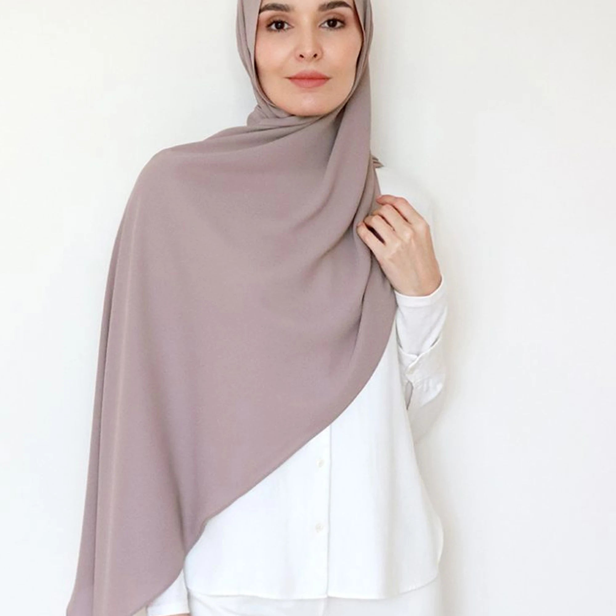 2022 New Premium Fashion Opaque Soft Medina Silk Hijab Scarf Thick Stretchy Chiffon Shawl Scarves