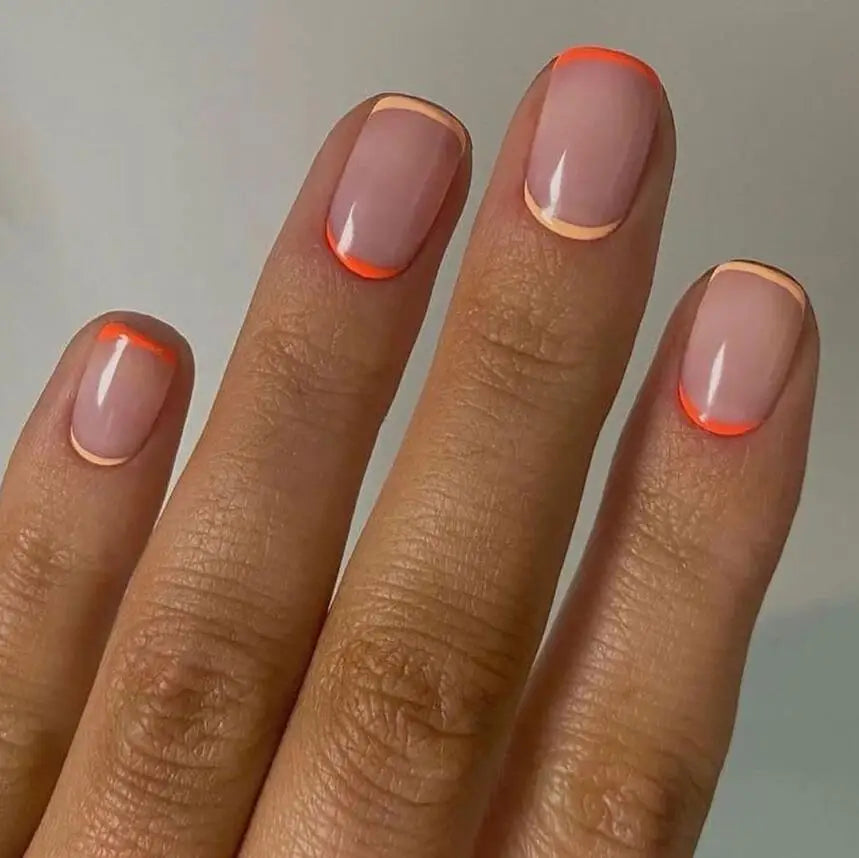Wholesale Short Round French False Nail Short Fake Nails Press on 24Pcs Acrylic Nail Tips for Women and Girls
