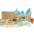 Customized Olive Walnut Acacia Bamboo Wood Epoxy Resin Rectangle Chopping Block Serving Board Coaster