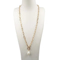 16-24 Inch nature Baroque Freshwater Pearl Choker Necklace stainless Steel With Real Gold Plating Chain  for Women