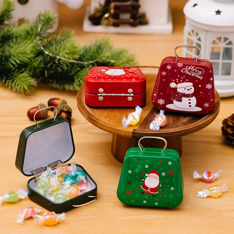 Hot Sale Christmas Decorations Tinplate Handbag Candy Box Children's Gift Small Tinplate Mini Handbag