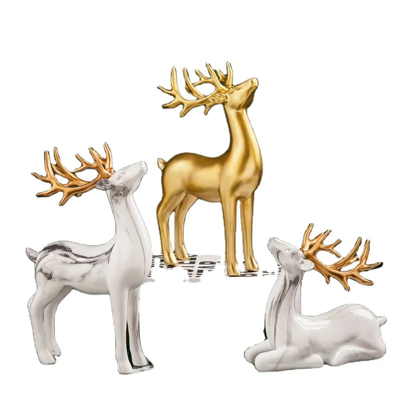 Creative Deer Statues Colorful Resin Statues Deer Home Decor Figurines Resin Deer
