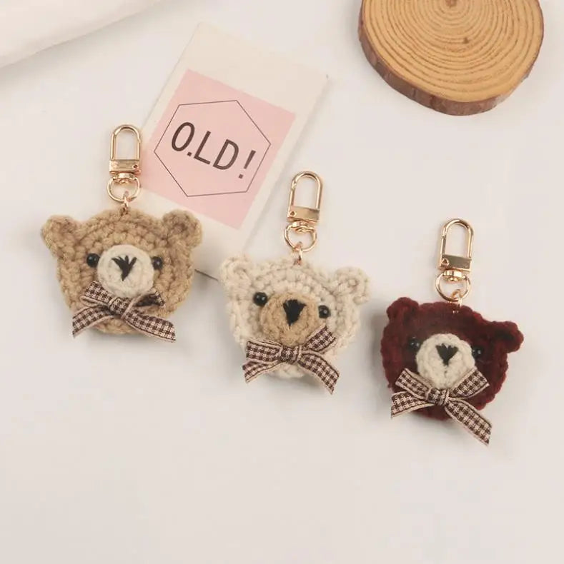 Mini Teddy Bear Plush Toy Doll Keychain Craft DIY Accessory Birthday Gifts Small Bow Bear Charms Keychains For Bag Pendants